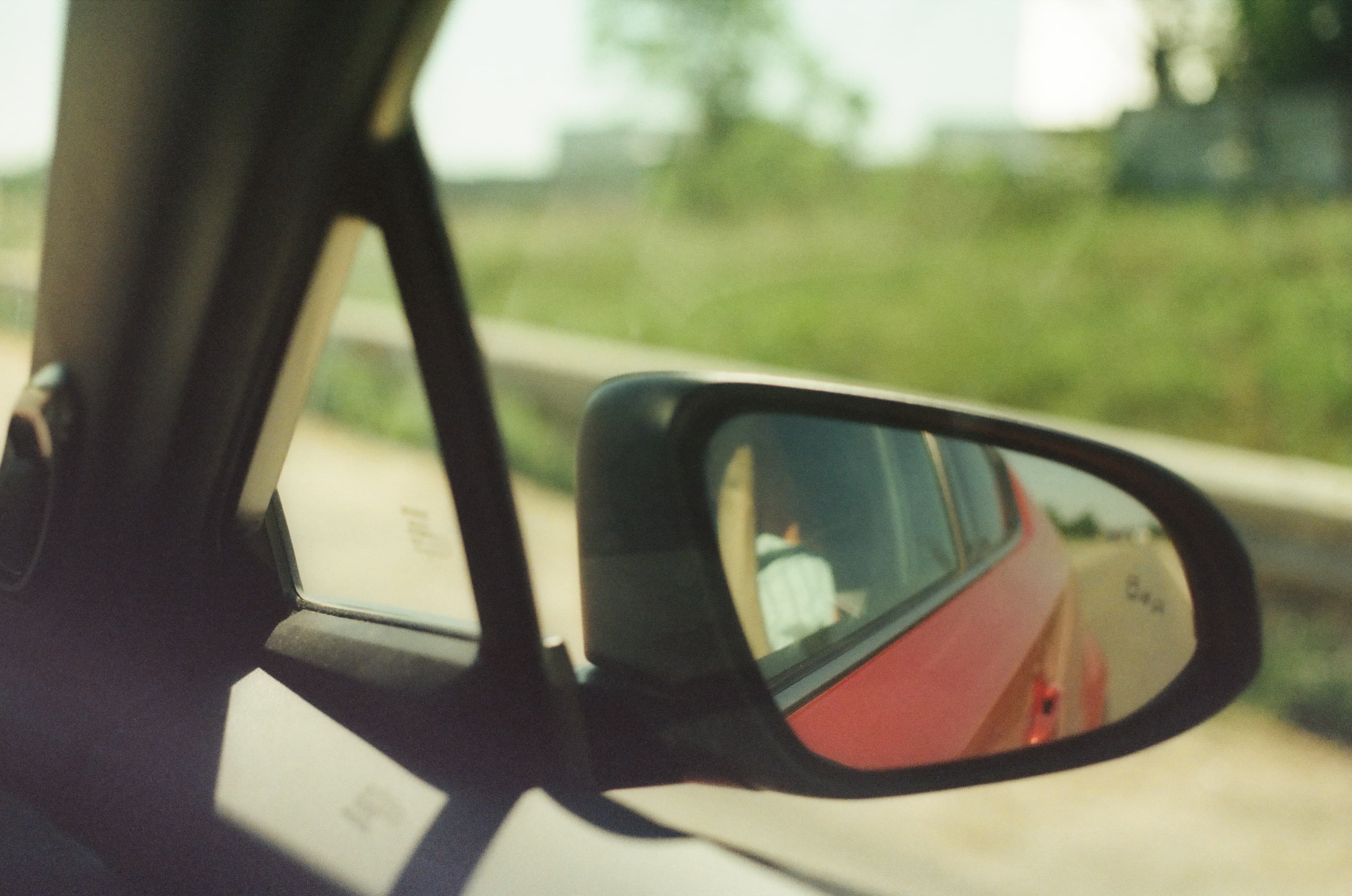 Side mirror from passenger seat